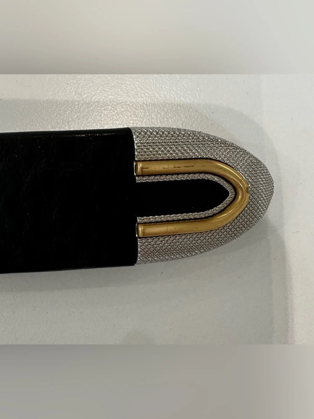 rag & bone Ventura Black Italian Leather Belt Mixed Metal Western Buckle